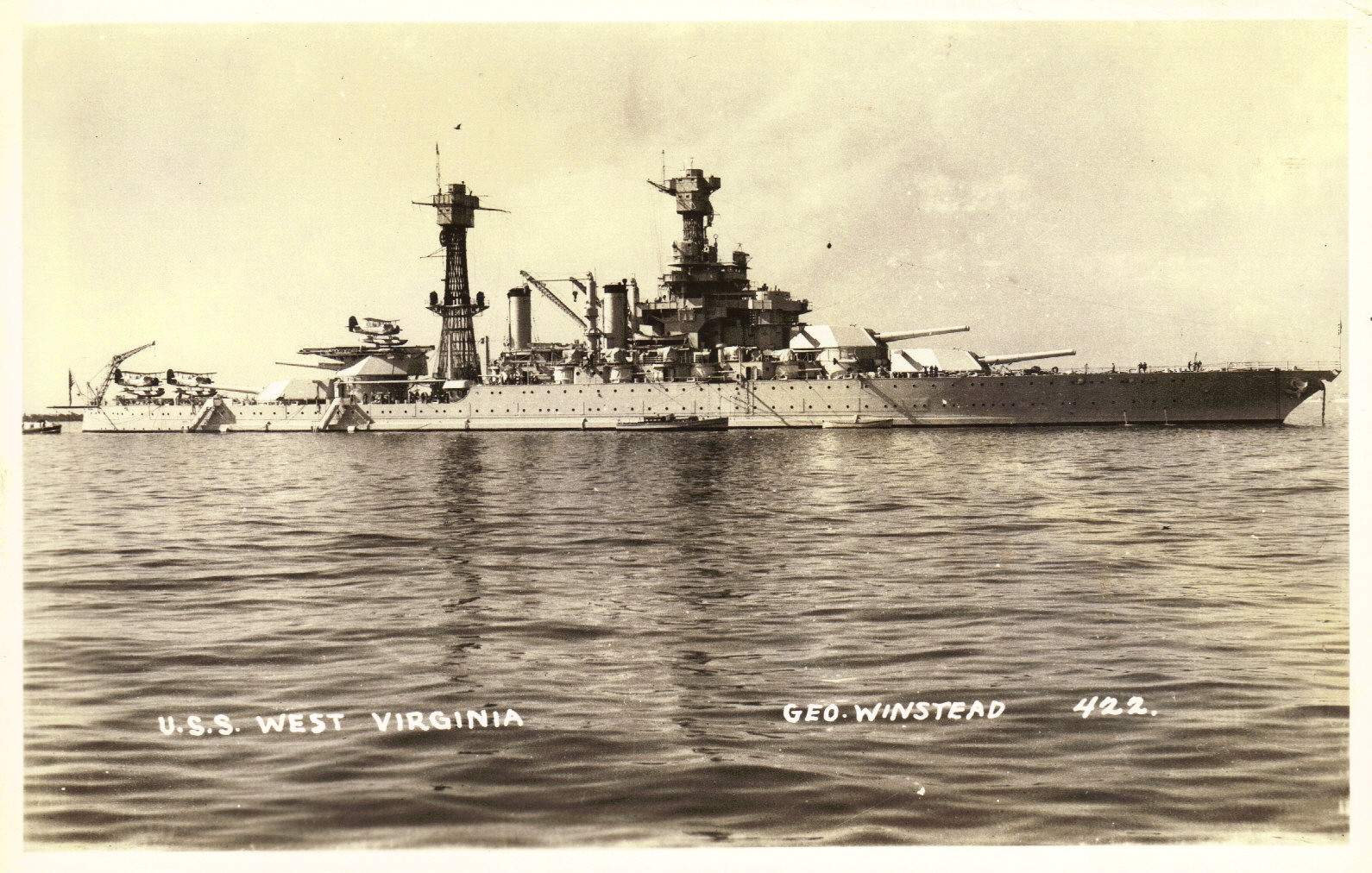 Early 1940 photo of the West Virginia (BB-48) by George Winstead.jpg