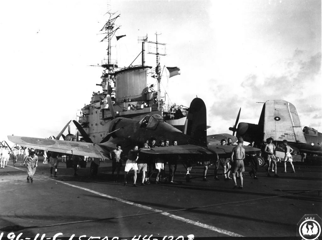 Corsairs on HMS Illustrious before a mission in the summer of 1944.jpg