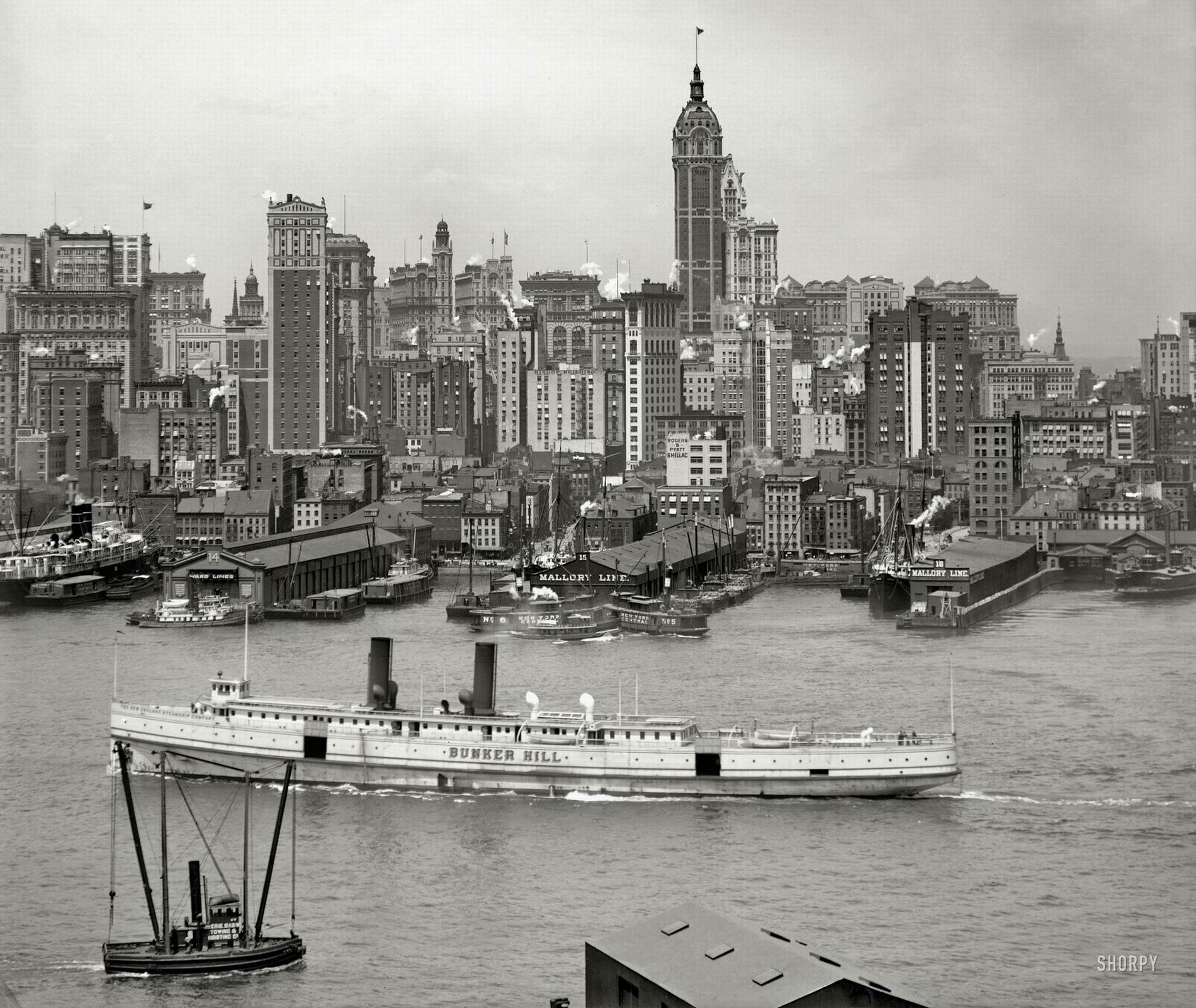 Manhattan circa 1908. New York harbor.jpg