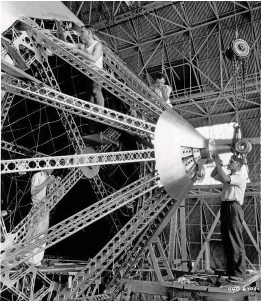 men working on the nose of the Akron.jpg