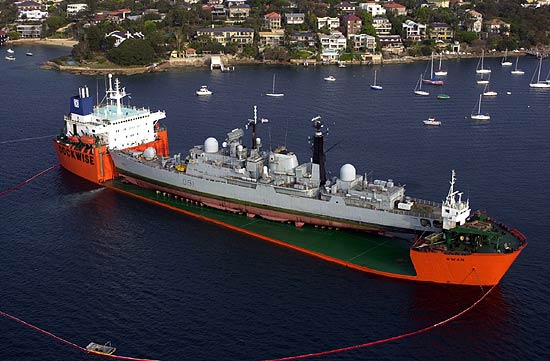 Repatriating of the damaged destroyer HMS Nottingham from Australia to UK in December 2002..jpg