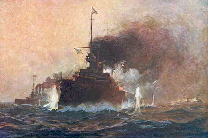 Norman WILKINSON_THE ACTION OFF PORT ARTHUR BETWEEN THE JAPANESE AND RUSSIANS. August 10th 1904..jpg