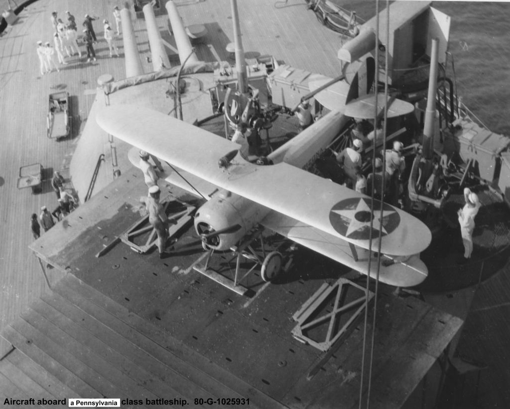 Nieuport 28 aboard the USS Arizona (BB-39) in 1919 or 1920.jpg