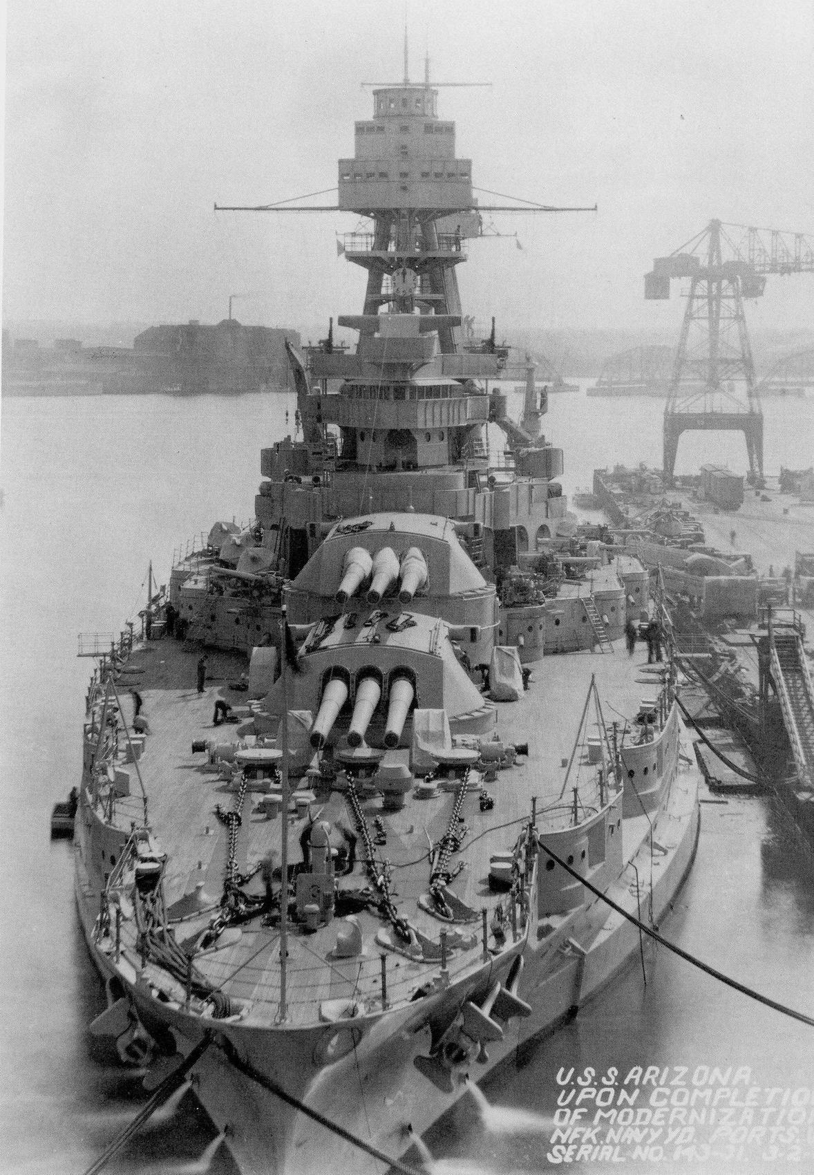 USS Arizona (BB-39) after her reconstruction on 2 March 1931.jpg