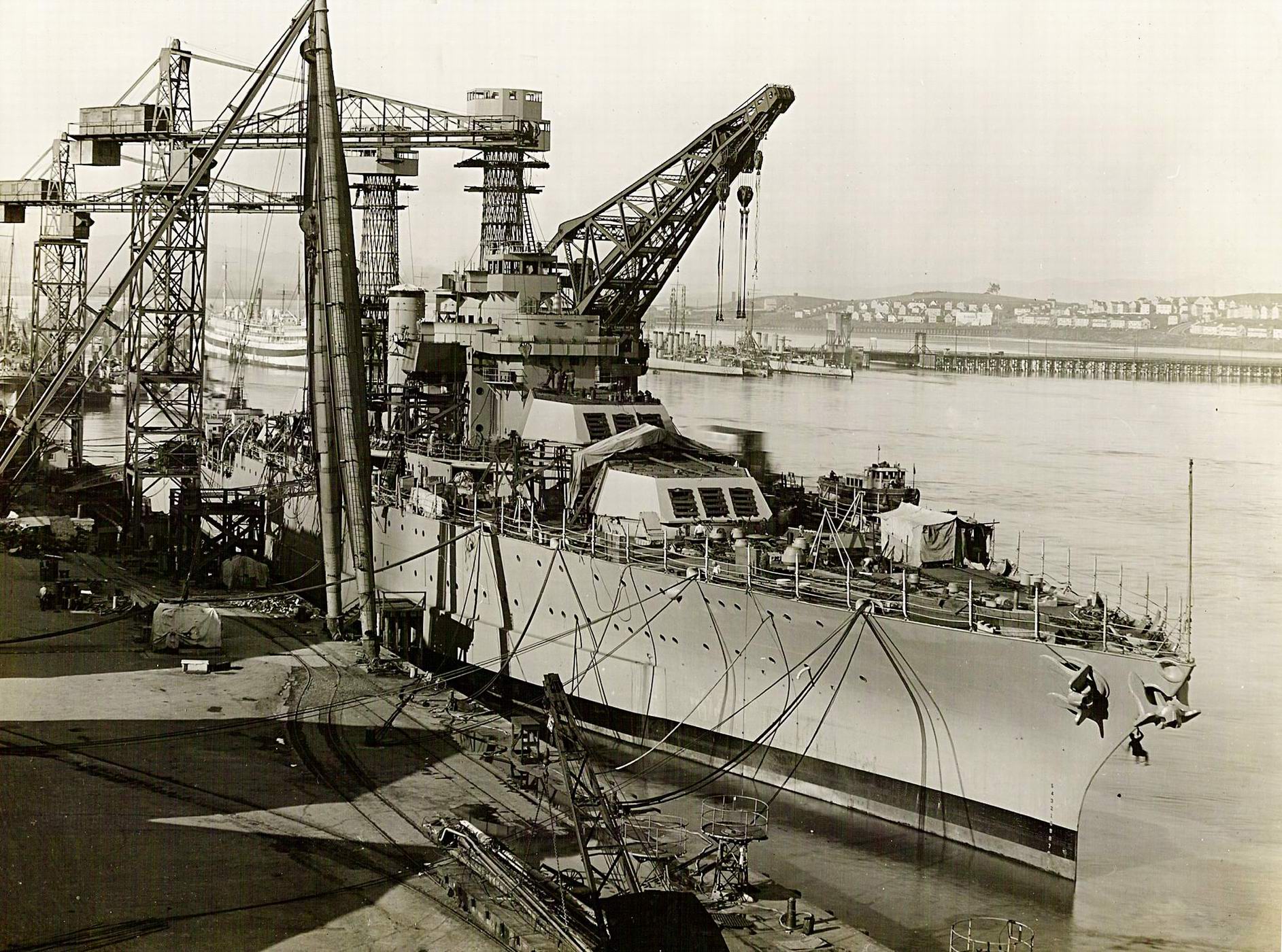 USS California (BB-44) fitting out at the Mare Island Navy Yard, California, 1st of April 1921.jpg
