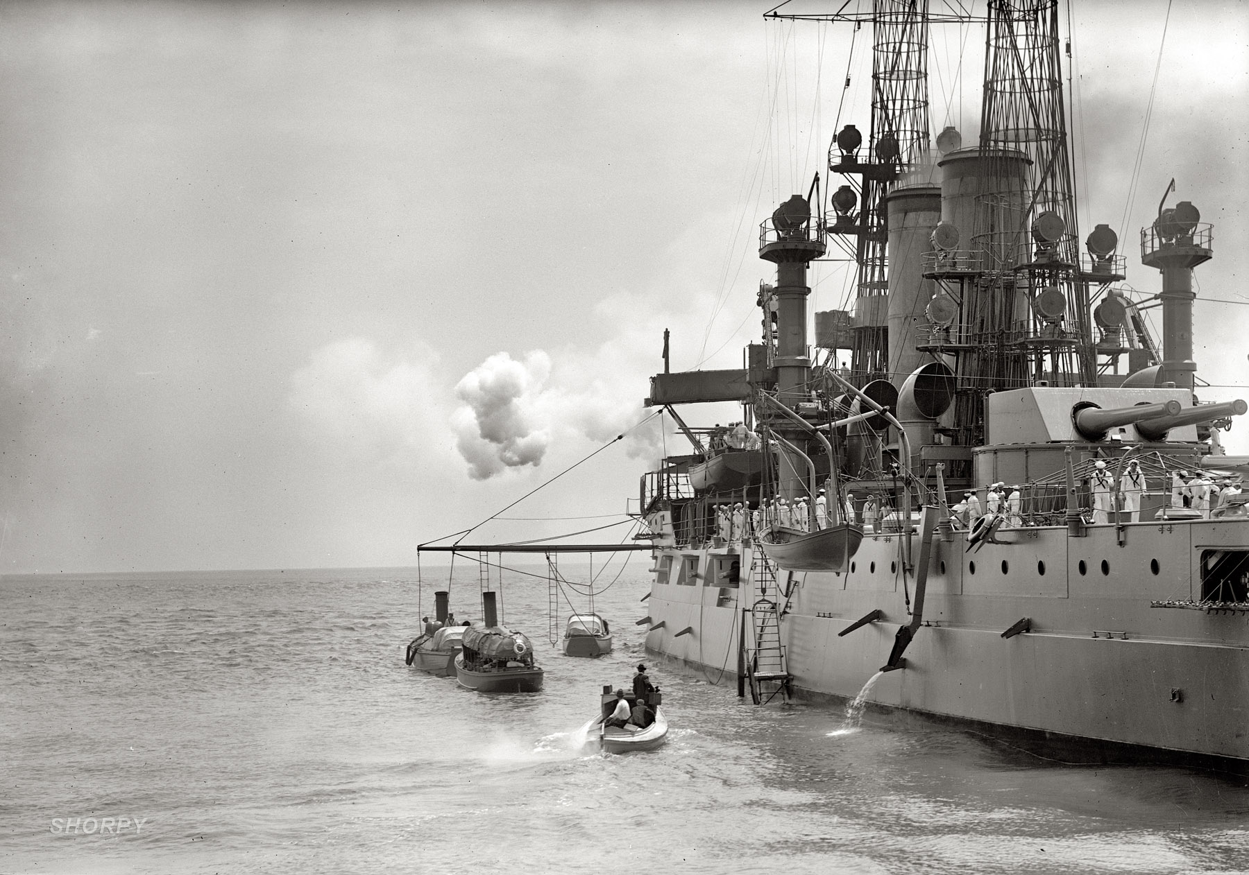 1912. German port call. U.S. battleship FLORIDA in Hampton Roads to greet German squadron.jpg