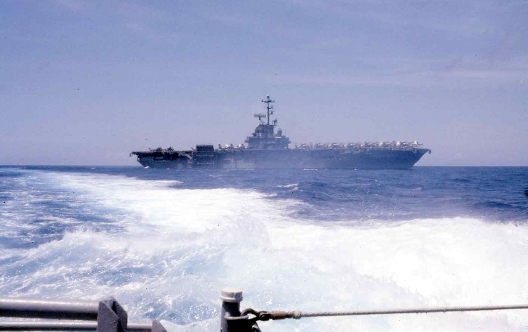 USS Holder (DDE-819) departs from USS Wasp (CV-18) after refueling - 12 June 1961- Donald R. Beal .jpg