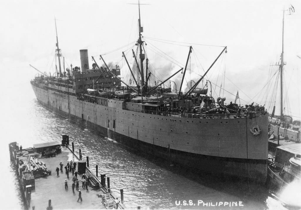 USS Philippine (troopship) at Brest, France, 18th July 1919.jpg