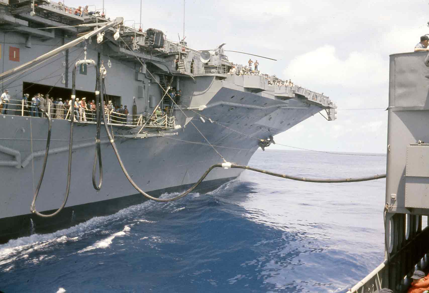 USS Holder (DDE-819) approaching USS Wasp (CV-18) - 14 June 1961 -- Donald R. Beal.jpg