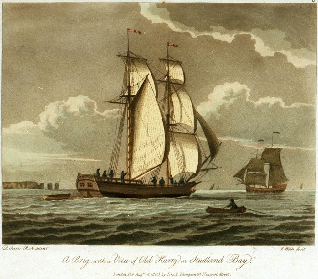 A Brig, with a view of Old Harry in Studland Bay 1803 (PAD7607).JPG
