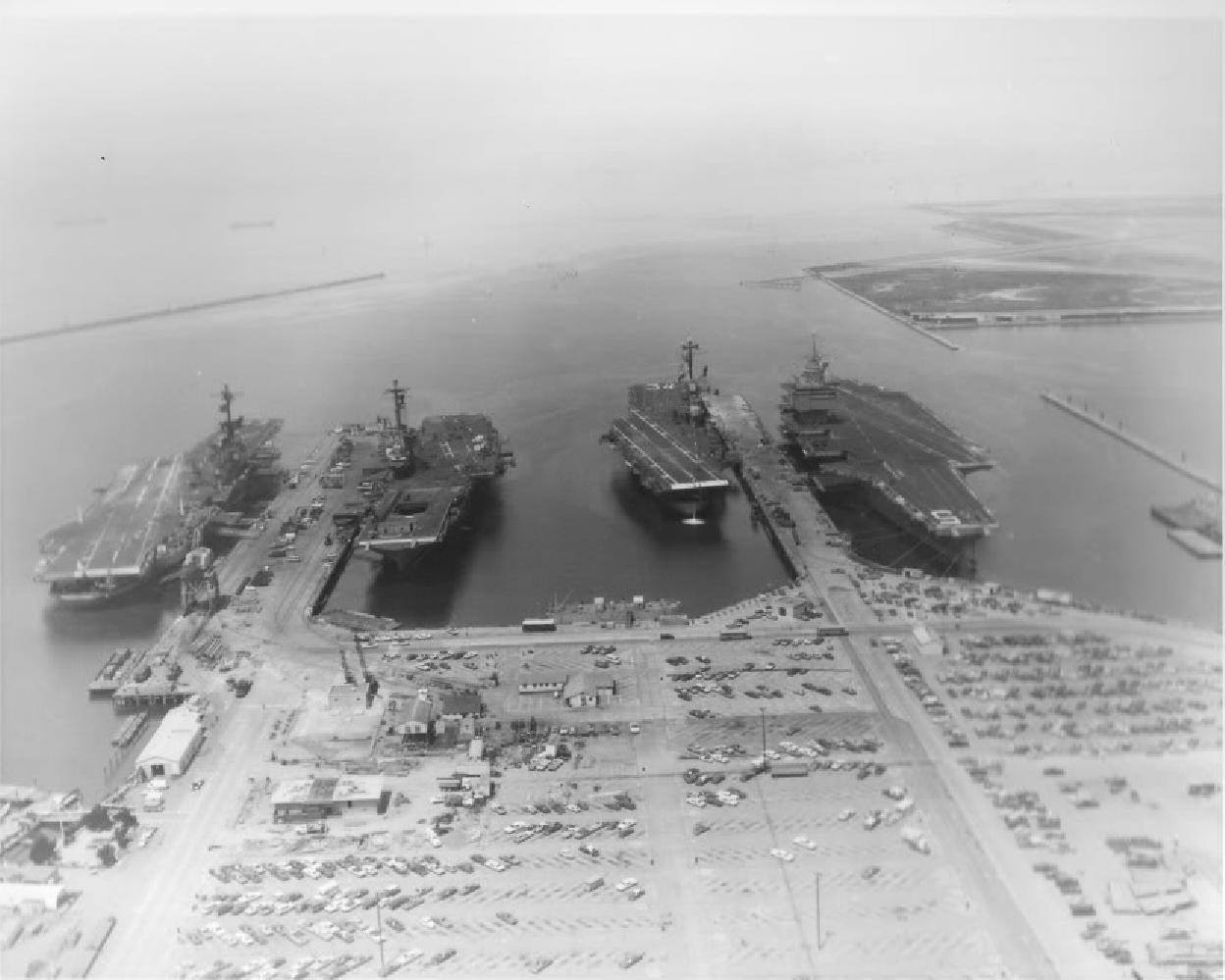 Coral Sea, Hancok, Oriskany and Enterprise, NAS Alameda. 7-4-1974.jpg