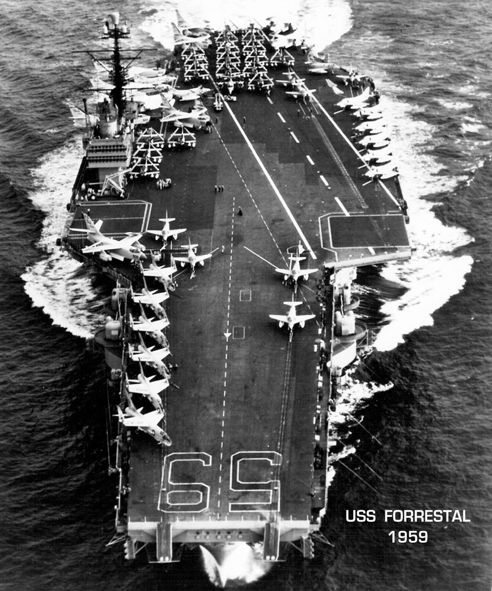 USS FORRESTAL (CV-59) - 1959 bow aerial.jpg