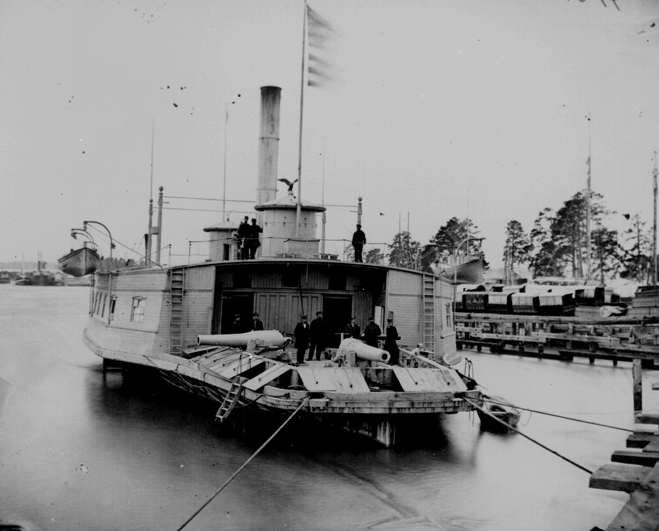 civil-war-050 U.S.S. Commodore Perry, a ferryboat converted into a gunboat, Pamunkey River, Va., 1864.jpg