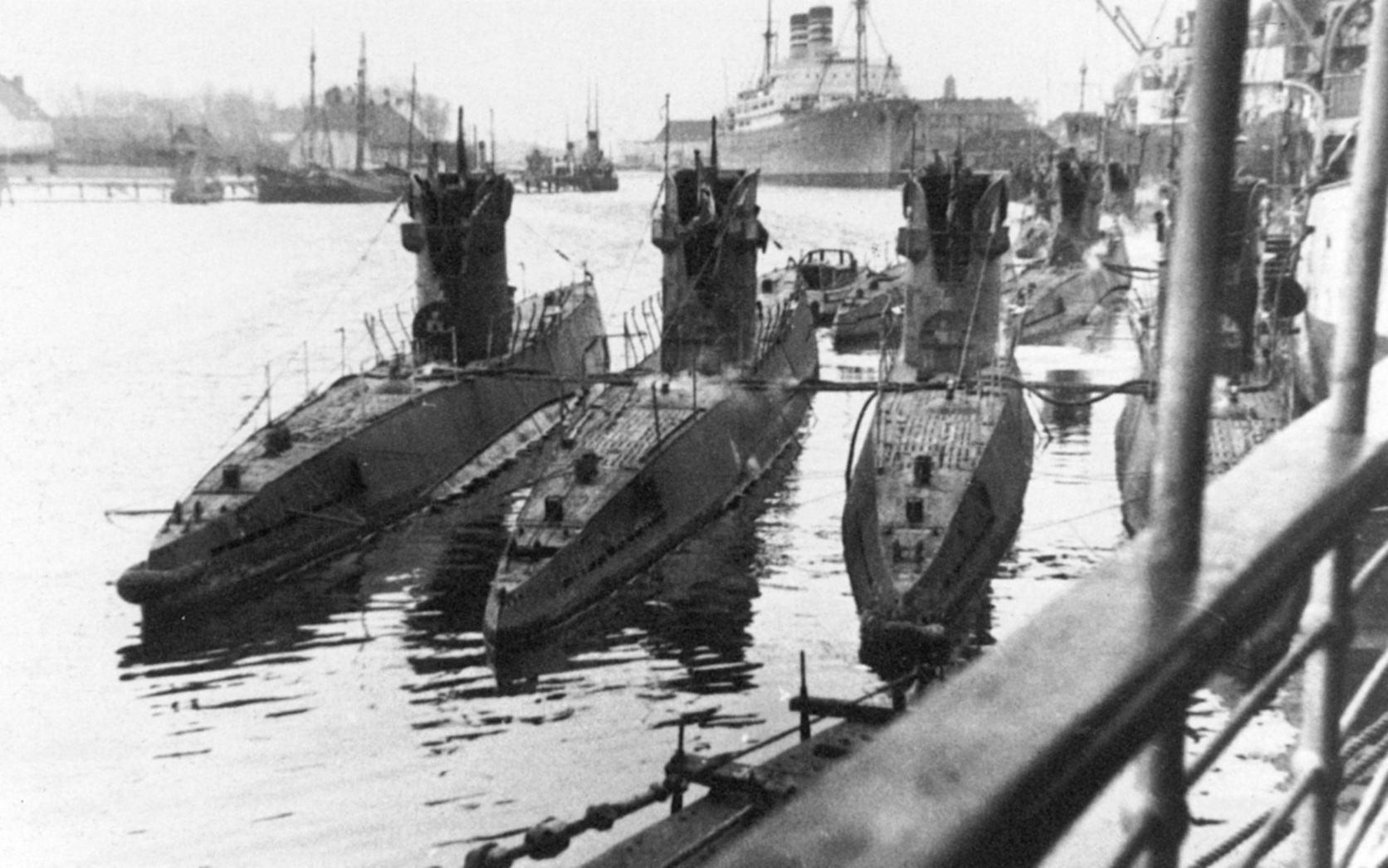 A flotilla of a Type II training boats in the Baltic.JPG